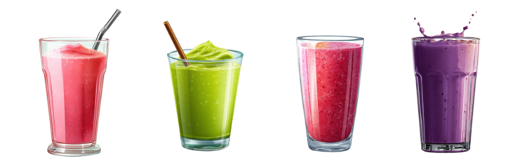 Colorful smoothies for a healthy lifestyle and refreshing drinks