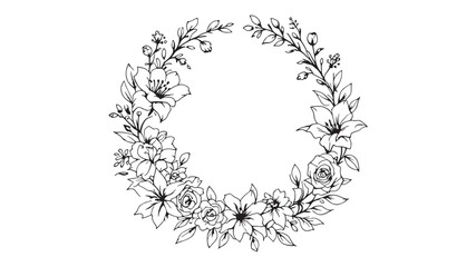 Floral Bridal Shower Invite line art minimal vintage floral drawing