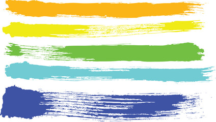 Bright colorful watercolor stains background. Multicolored brush stroke isolated on white. Vivid watercolour stripes of different rainbow colors texture. Painted abstract template with uneven edge.