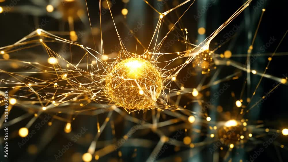 Leinwandbilder futuristic representation of interconnected neural networks showcasing dynamic growth patterns and e