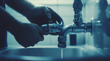 Hand Adjusting a Faucet Valve