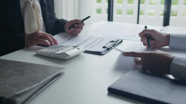 Business team Analysis Business Accounting working with&nbsp;Individual income tax return Accounting concept