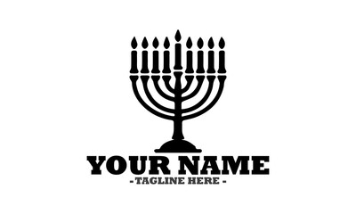 Hanukkah menorah with candles isolated on transparent background, illustration hanukkah menorah concept, hanukkah menorah vector design and logo art