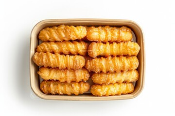 Delicious Golden Fried Potato Twists in Eco-Friendly Container