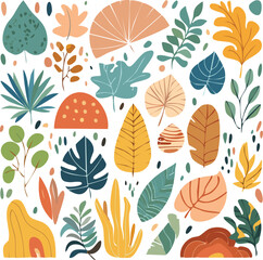 Big Set of Matisse-Inspired Abstract Nature Shapes – Tropical, Floral, and Fruit Doodles for Modern Summer Design