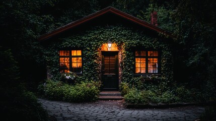 A Cozy Cottage Home Surrounded by Green Lush Vegetation