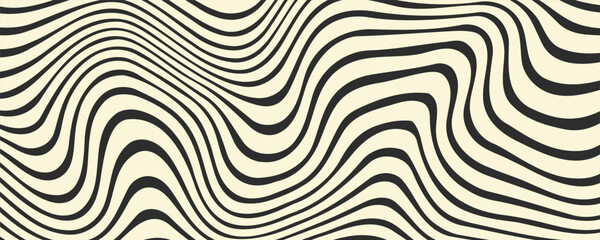 Abstract horizontal background with colorful waves in pastel color. Trendy vector illustration