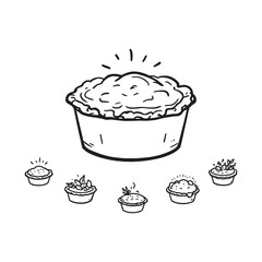 Hand-drawn vector of delicious chicken pot pie dish