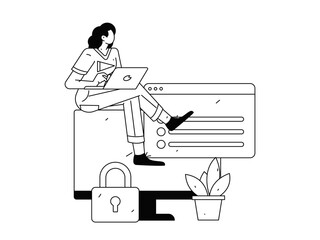 Business network security character flat vector concept operation hand drawn illustration
