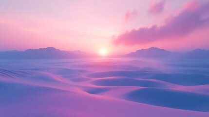 Dawn the desert with soft pastel skies over endless dunes ultra realistic light diffusion and detailed shadows creating a scene that rivals authentic photography