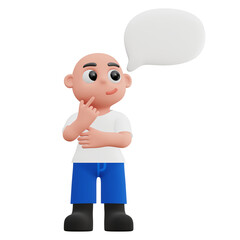 cute boy thinking 3d illustration