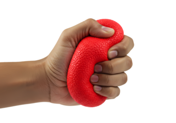 Red Stress Ball in Hand A Relaxing Grip on Transparent background