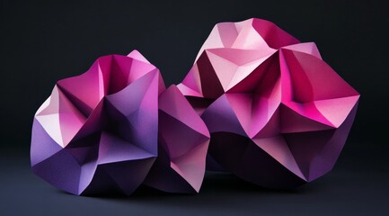 Abstract geometric shapes in vibrant shades of pink and purple