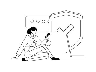 Business network security character flat vector concept operation hand drawn illustration
