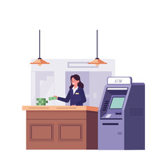 ATM Error problem, money on bank refund cash concept 2D flat art vector illustration