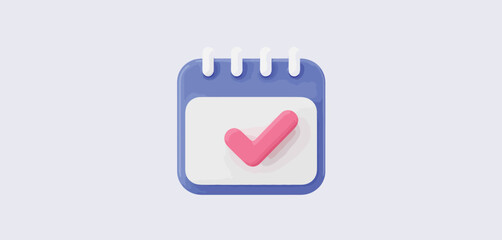 3D Render of a Calendar Icon with Check Mark © Stocksitebd