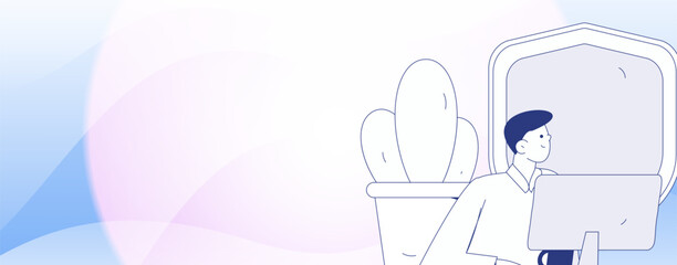 Business network security character flat vector concept operation hand drawn illustration
