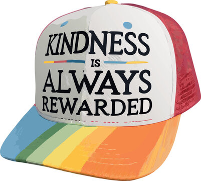 Naklejki Kindness Is Always Cool Slogan On Baseball Cap Vector Illustration