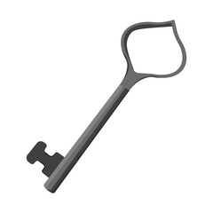 Vintage style key with a unique round handle and a simple metal design illustration