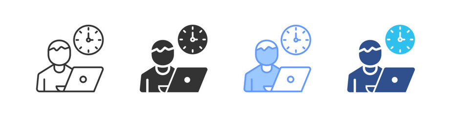 Working Hours Multi Style Icon Set Vector 