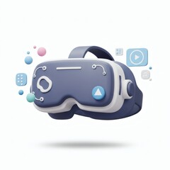 Virtual Reality Cartoon, 3d rendering isolated on white background. Cartoon plastic style icon