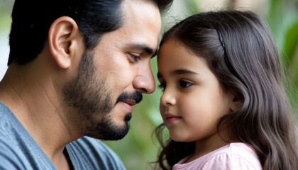 Fototapeta premium Father with daughter in his arms, family values, father's day. Generated by AI,