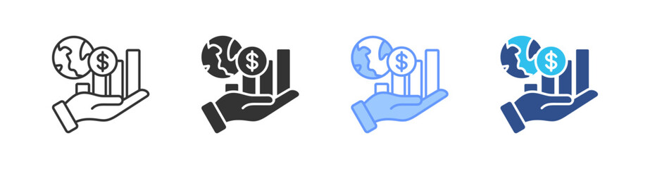 Economic Growth Multi Style Icon Set Vector 