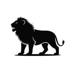 Majestic Black Silhouette of a Roaring Lion