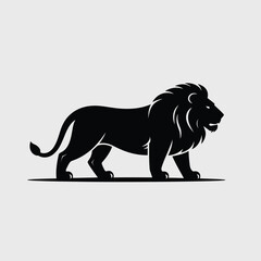 Majestic Black Silhouette of a Walking Lion