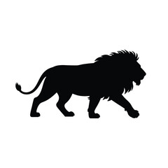 Majestic Male Lion Silhouette Walking Side Profile