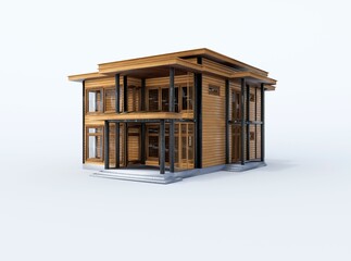 3d rendering illustration of modern architecture minimal house on white background