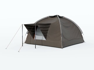 3d rendering illustration of modern holiday tent on white background with shadow