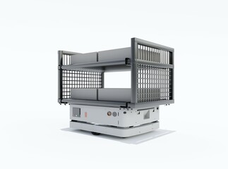 3d rendering illustration of modern drone truck for moving goods on white background with shadow