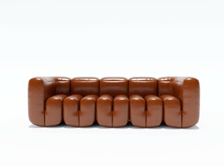 3d rendering illustration of modern leather sofa for interior on white background