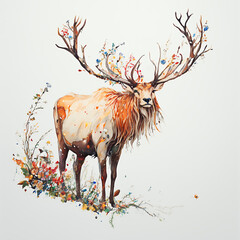 colorful deer wild animal art poster