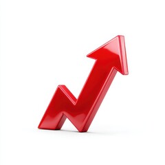 Red arrow pointing upward direction on white background