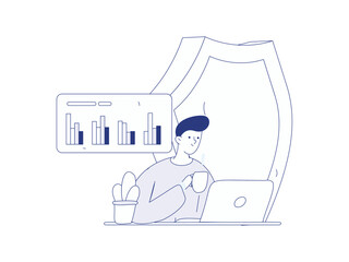 Business network security character flat vector concept operation hand drawn illustration
