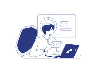 Business network security character flat vector concept operation hand drawn illustration
