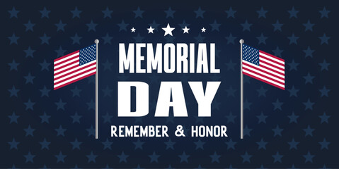 memorial day banner with stars and american flags