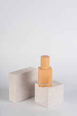 Cosmetic cream tube and skin care or sunscreen cosmetic with stylish propson white background. 