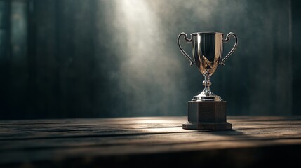 A digital award ceremony environment concept featuring a second holographic trophy at a different angle symbolizes recognition and success