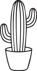 Cactus Silhouette Vector | Desert Plant, Succulent Icon & Nature Shape in Black Vector-EPS Format