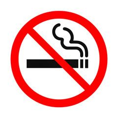 A "No Smoking" sign with a cigarette crossed out inside a red circle on a white background.