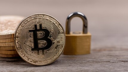 Bitcoin and a padlock symbolizing digital asset custody security and the essential protection for cryptocurrency investments