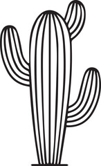 Cactus Silhouette Vector | Desert Plant, Succulent Icon & Nature Shape in Black Vector-EPS Format