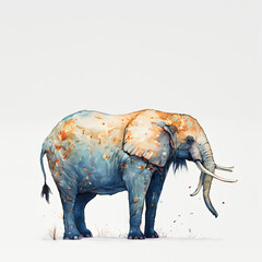 colorful elephant wild animal art poster