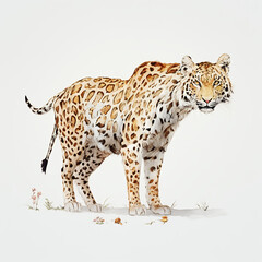 leopard in the flower plant animal art poster