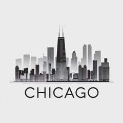 Naklejka premium Chicago Skyline Silhouette — Iconic U.S. Midwestern City Vector Illustration