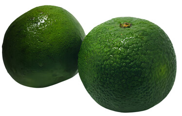 Fresh Green Unripe Orange Isolated Background