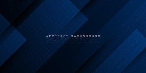 Obraz premium Abstract dark blue overlap background. Trendy square shapes papercut pattern with shadow and lines. Eps10 vector